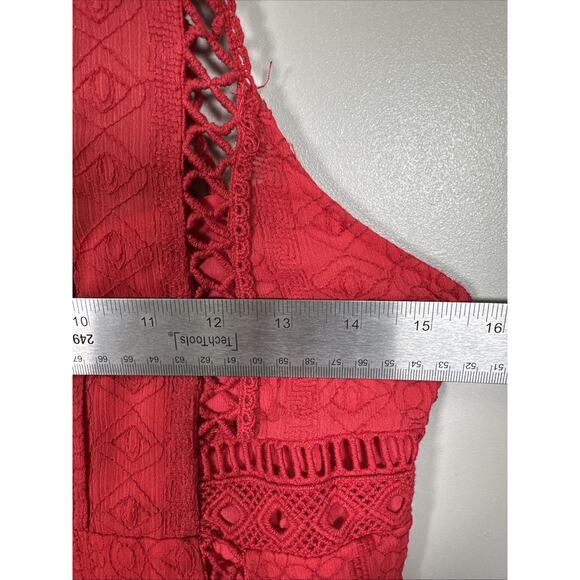 Free People Wherever You Go Mini Dress 4 Red‎ Lace Festival Rave Concert - Picture 7 of 7